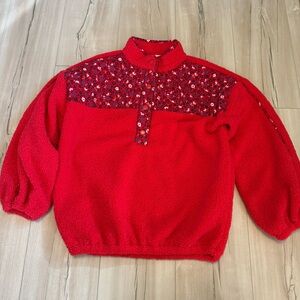 Loft Petite Floral Cozy Sherpa Mixed Media Sweatshirt